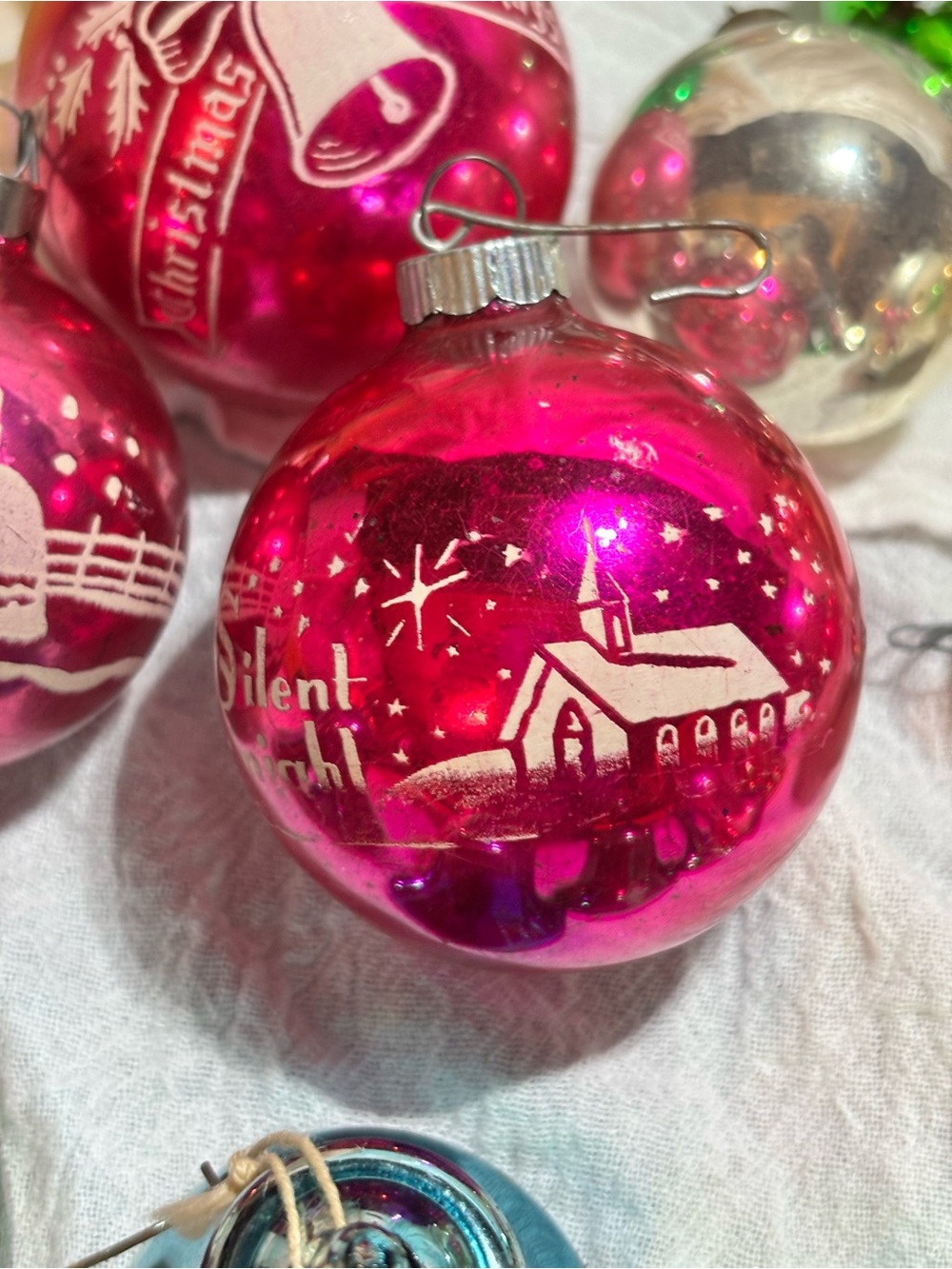 Assorted Vintage Glass Holiday Ornaments - Multi-Color Set
